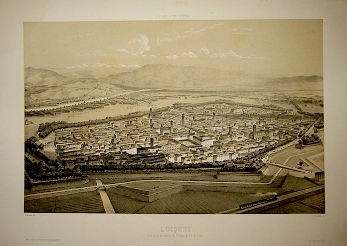 Guesdon A. Lucques, vue prise au dessus de chemin de fer de Pise 1848 Parigi